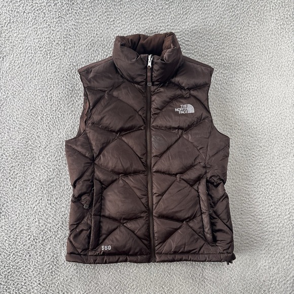 Vintage North‎ Face Brown Puffer Vest Womens Small Goose Down Nuptse 550